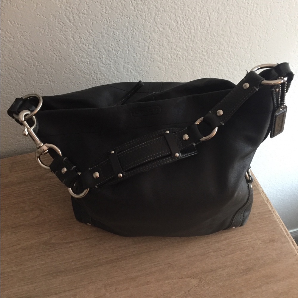 Carly Black Leather Coach Purse